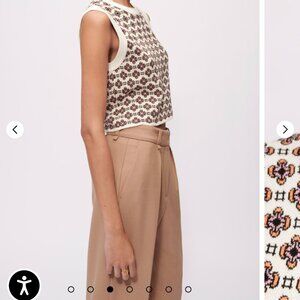 MAJE Contrasting jacquard sleeveless jumper